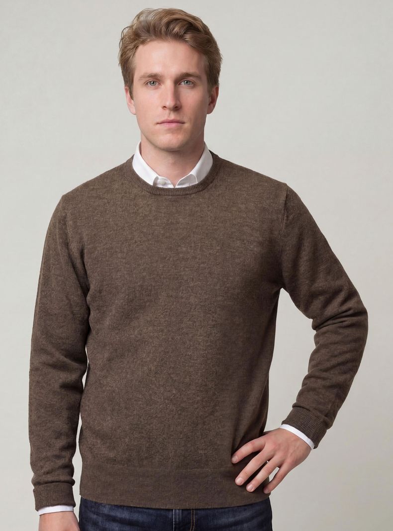 Sweater Liso Merino Cuello Redondo Regular