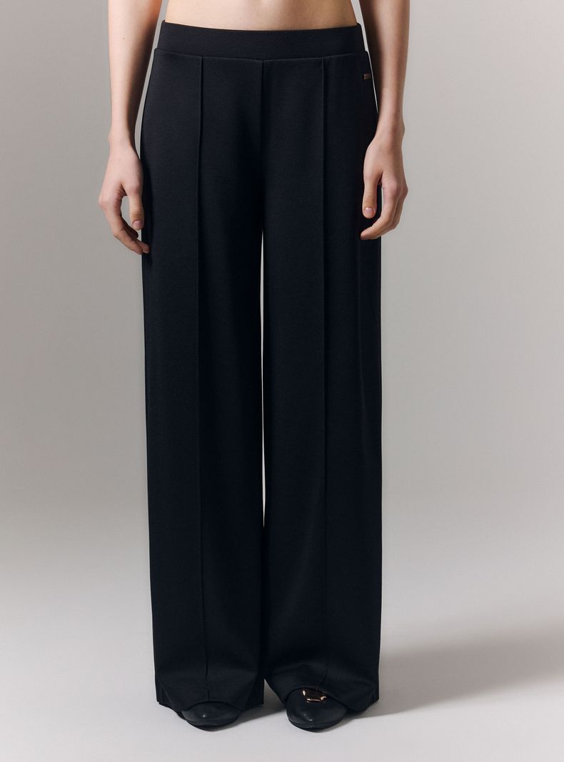 Pantalón Wide Leg Tiro Alto con Corte Frontal