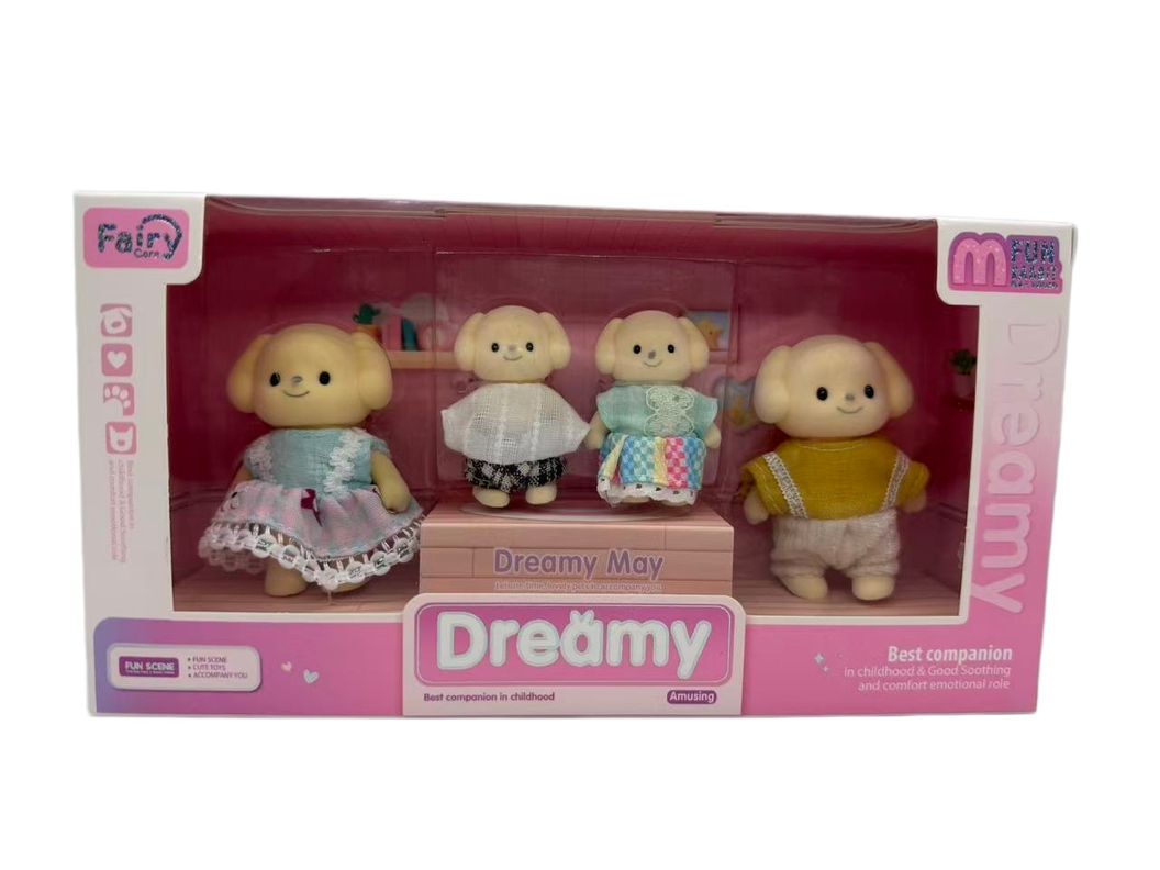 Set de Animales Familia Perritos con Ropa de Tela