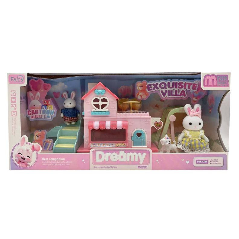 Set de Animales Villa con Tobogán 2 Conejitos y Mascota