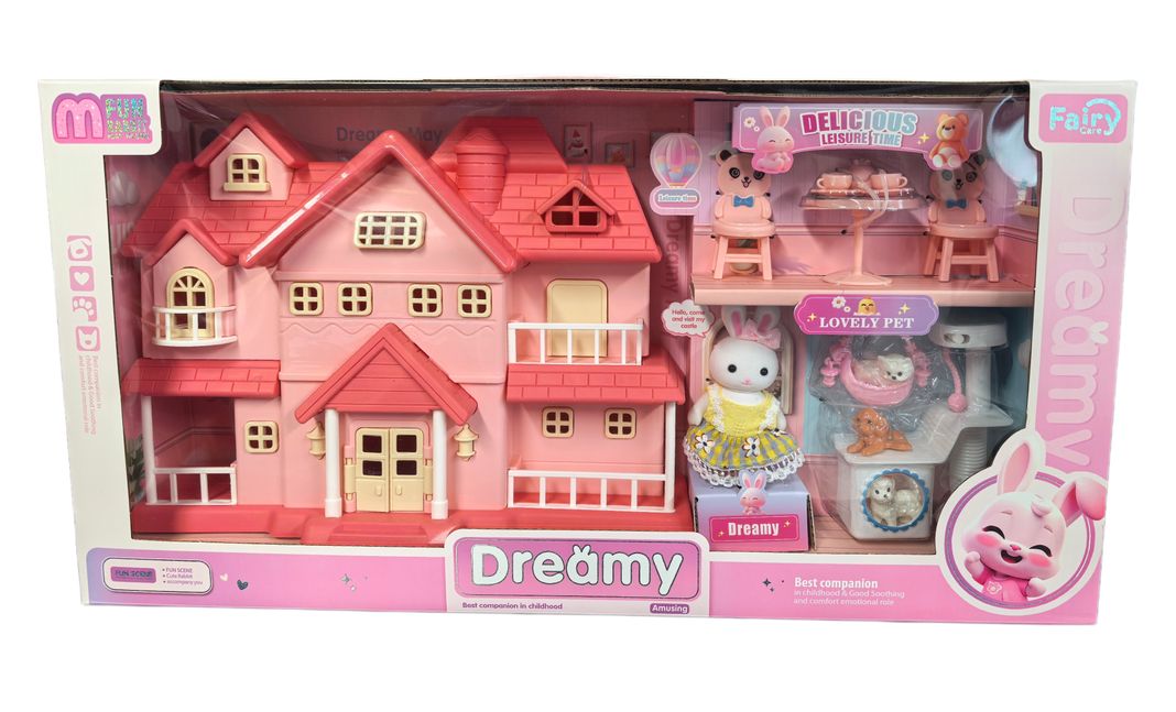 Set de Animales Casa Portátil Desplegable Donut Conejitos