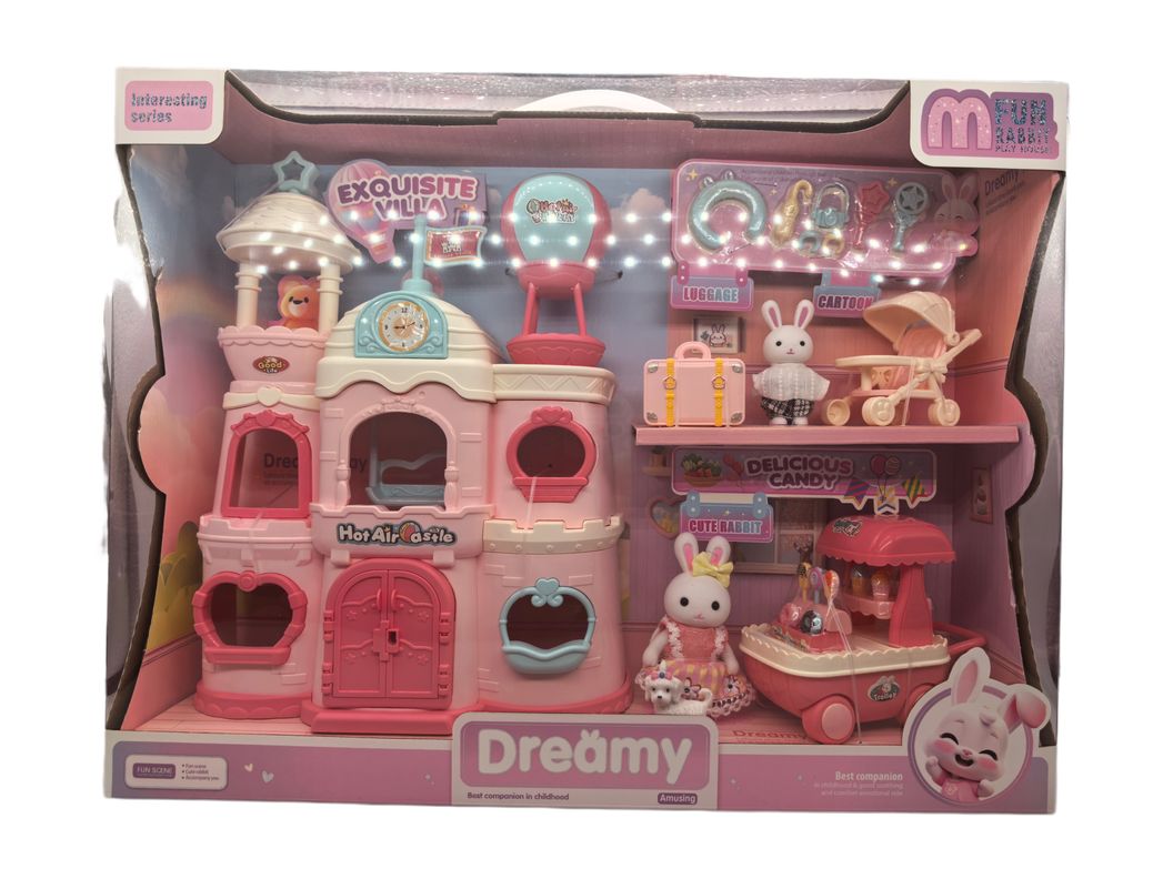 Set de Animales Castillo con 2 Conejitos y Luces