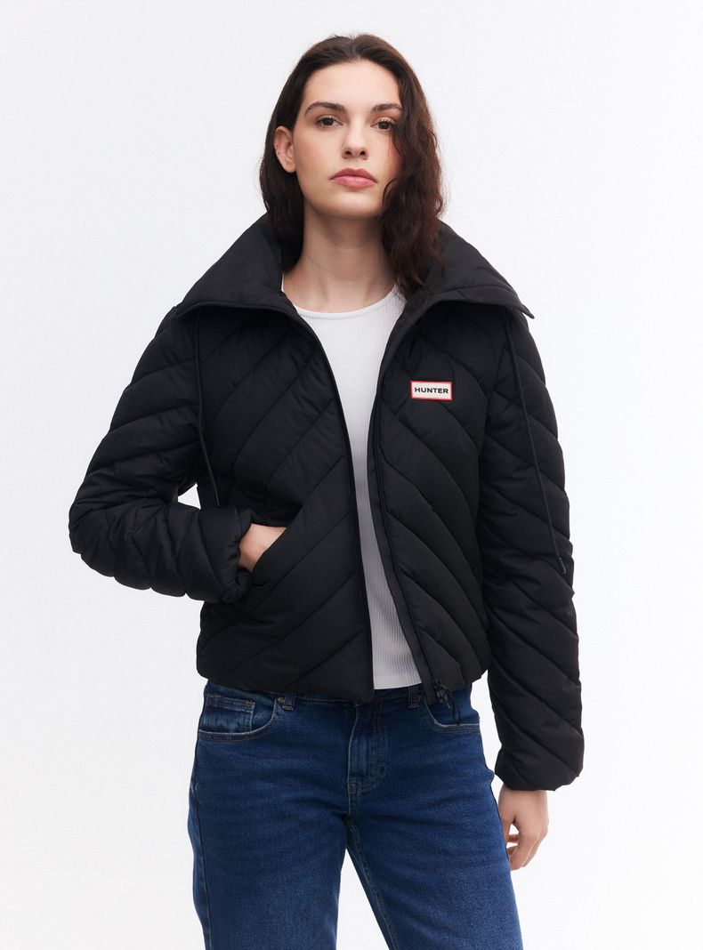 Parka Diagonal Acolchado Bolsillos en Corte