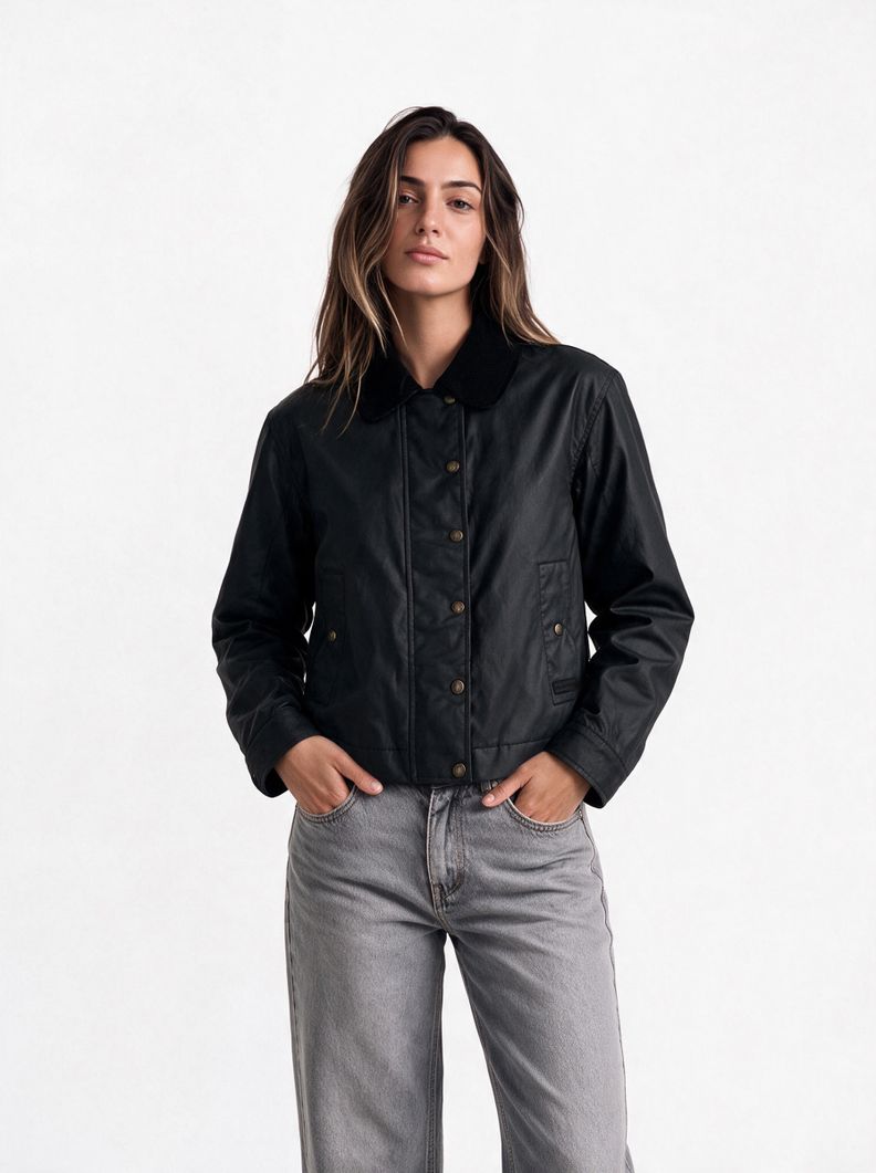 Chaqueta con Cuello Cotelé Encerada