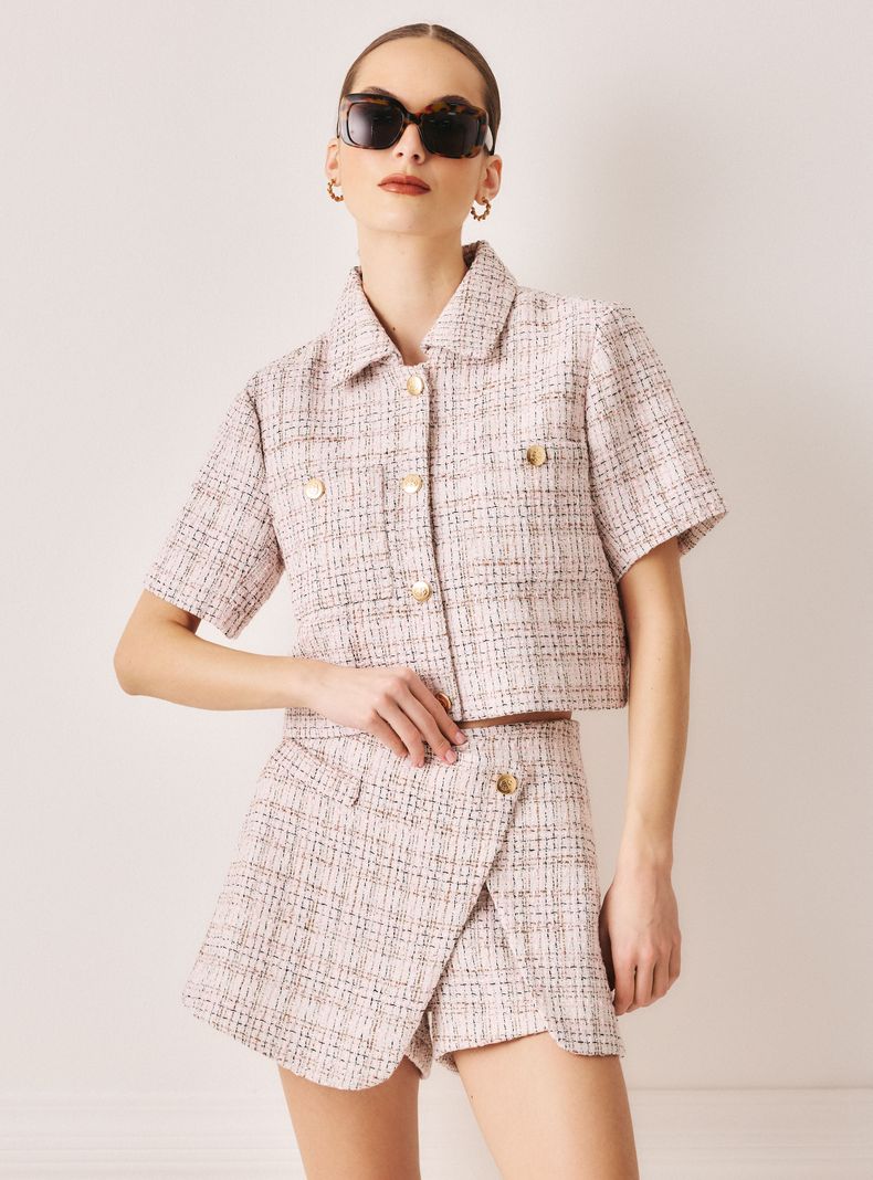 Chaqueta de Tweed Botones con Escudo