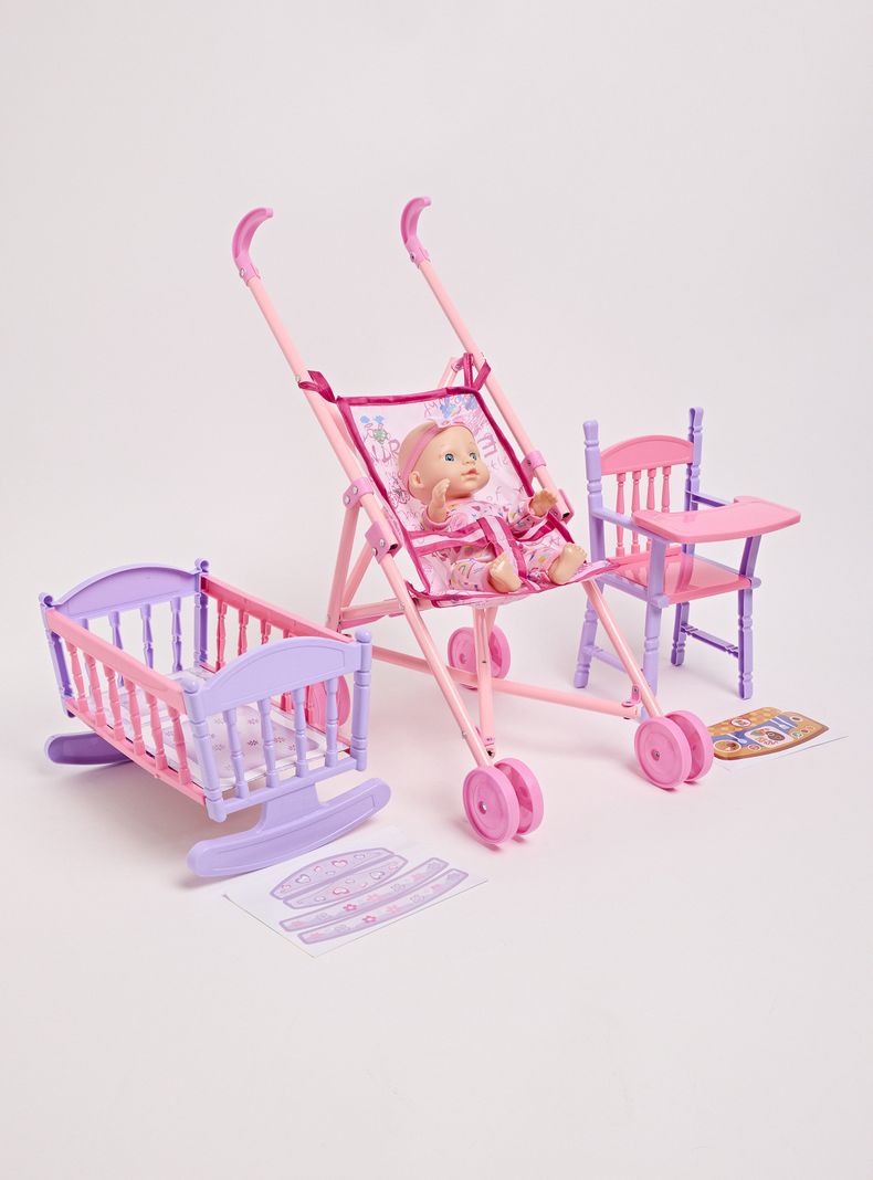 Muñeca 3 Pack: Cuna + Silla + Coche
