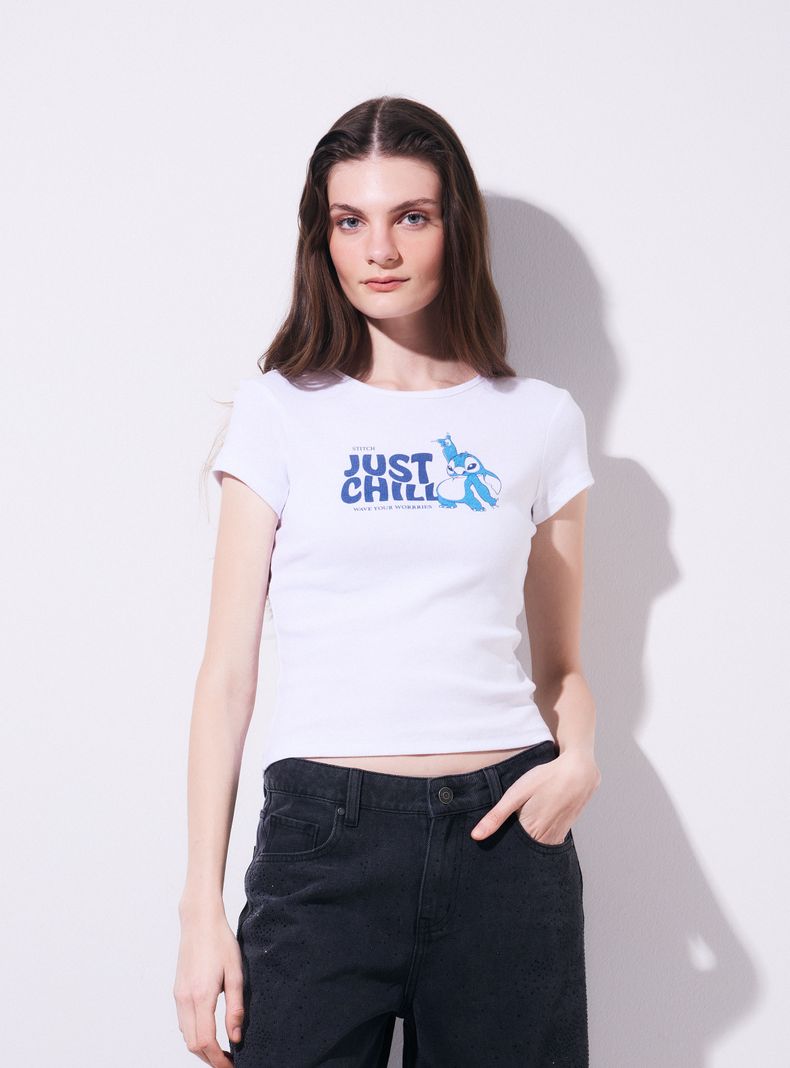 Polera Baby Tee Licencia Stitch