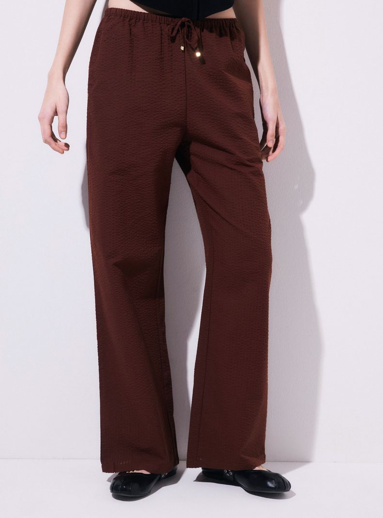 Pantalón Wide Leg con Cordón y Cintura Elasticada