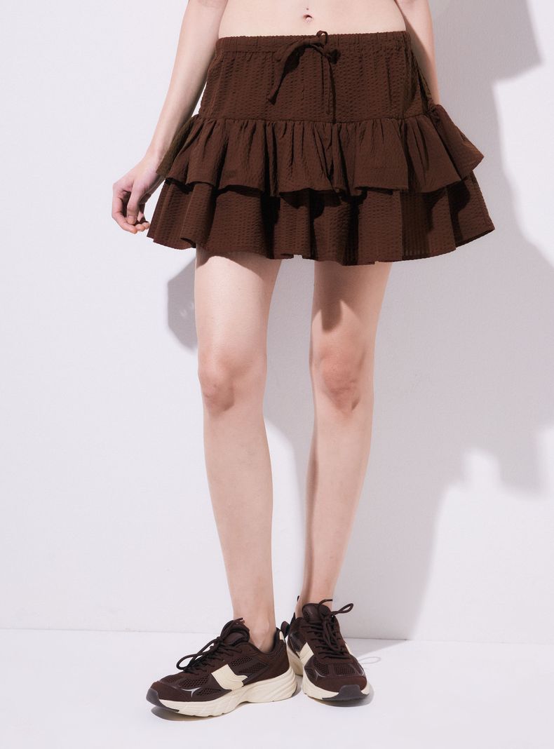 Falda Mini Cuadros con Volantes y Cordón