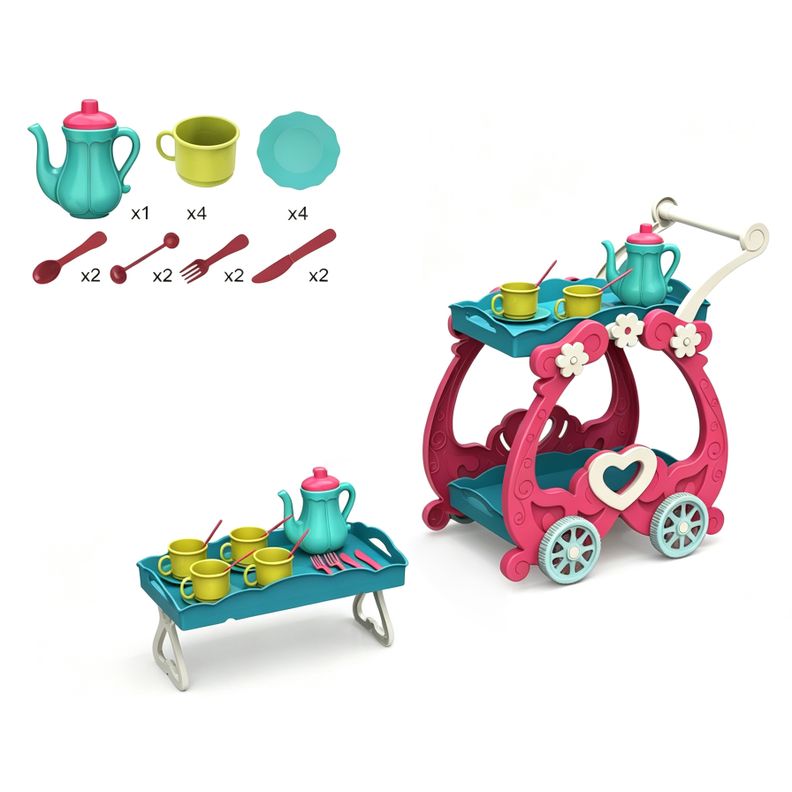 Juguete Mini Hogar Carrito de Té 48 Piezas