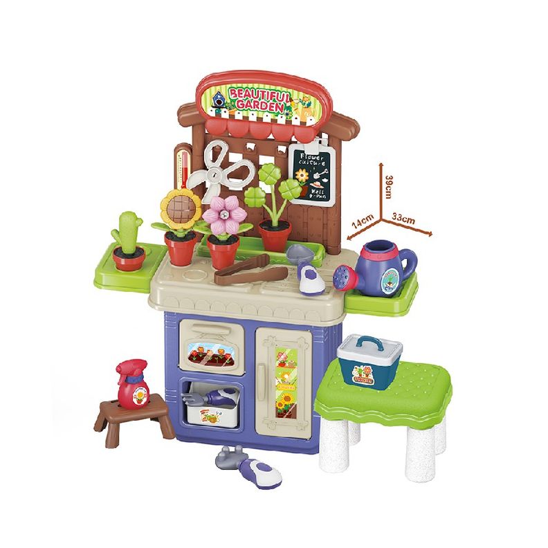 Juguete Mini Hogar Set de Jardinería con Mesa y Silla