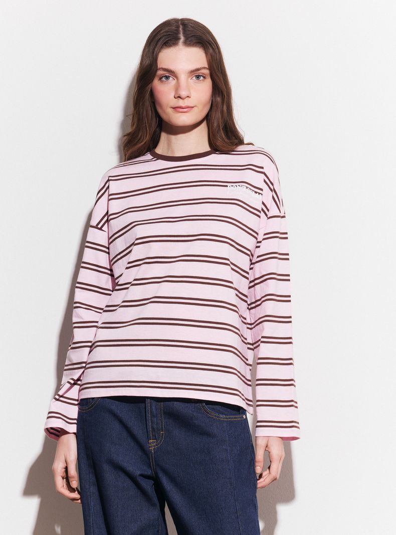 Polera Manga Larga Escote Redondo con Rayas