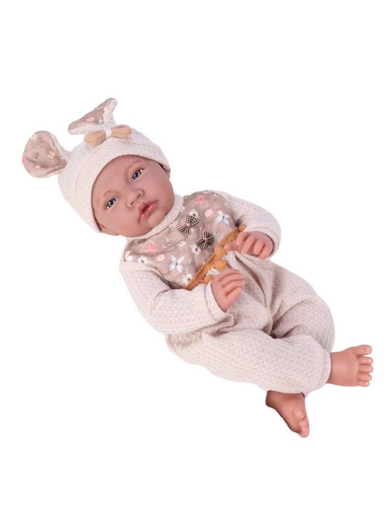 Muñeca Bebé Realista de Apego 40cm con 12 Sonidos Beige