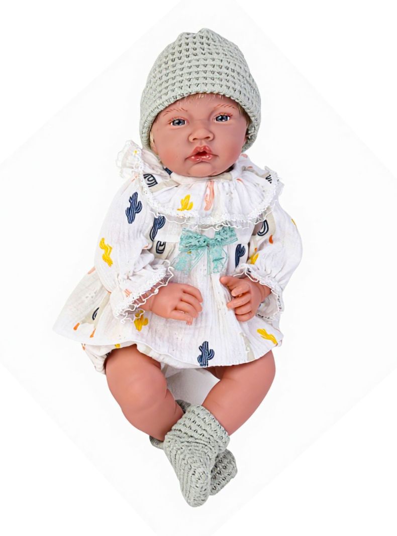 Muñeca Bebé Realista de Apego 40cm con 12 Sonidos Blanco