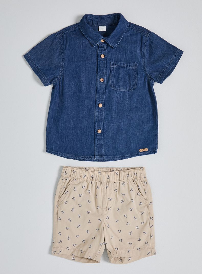 Conjunto Camisa Denim y Bermuda Twill