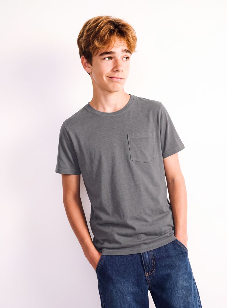 Polera Lavada con Bolsillo Mini Palmera