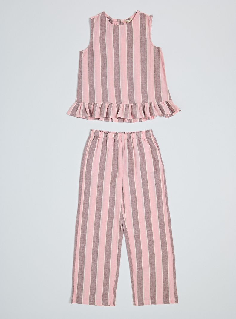 Conjunto Top Vuelos con Rayas y Pantalón