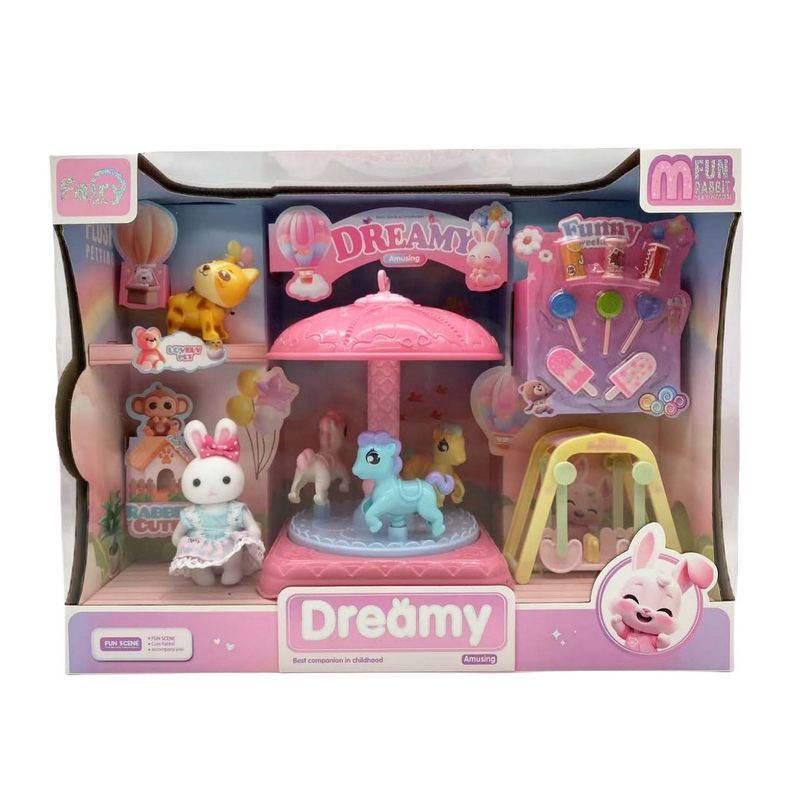 Set de Animales Carrusel de Caballitos Conejita y Mascota