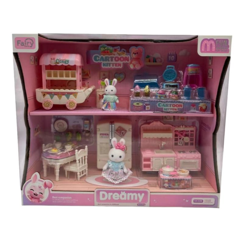 Set de Animales Pisos y Cocina con Comedor 2 Conejitas