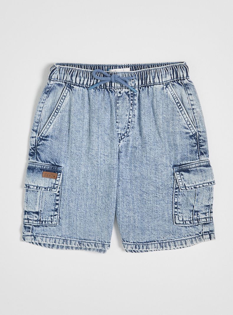 Bermuda Denim Fluido Bolsillos Costados