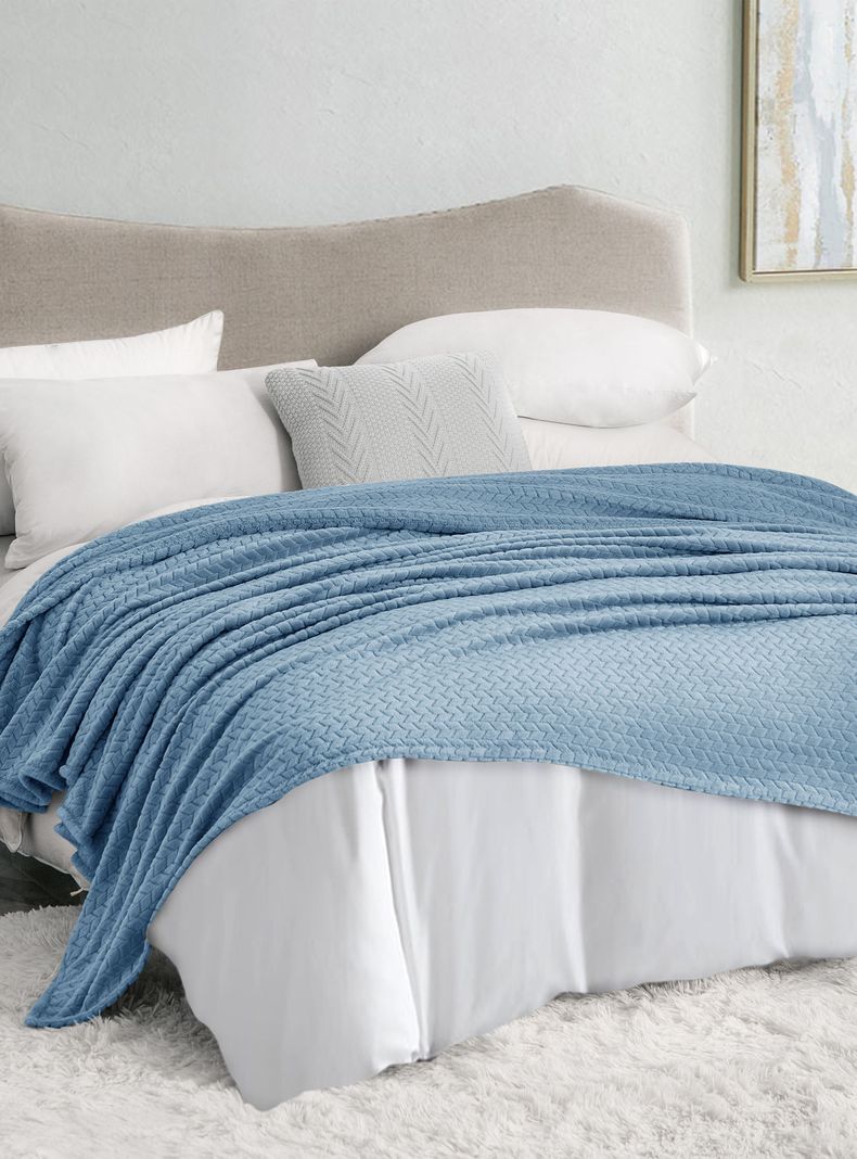 Frazada Jacquard Flannel Azul 1.5 Plazas