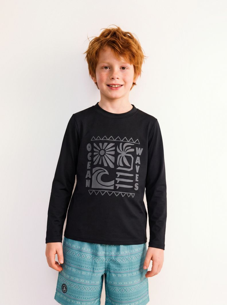 Traje de Baño Polera Estampado Playero