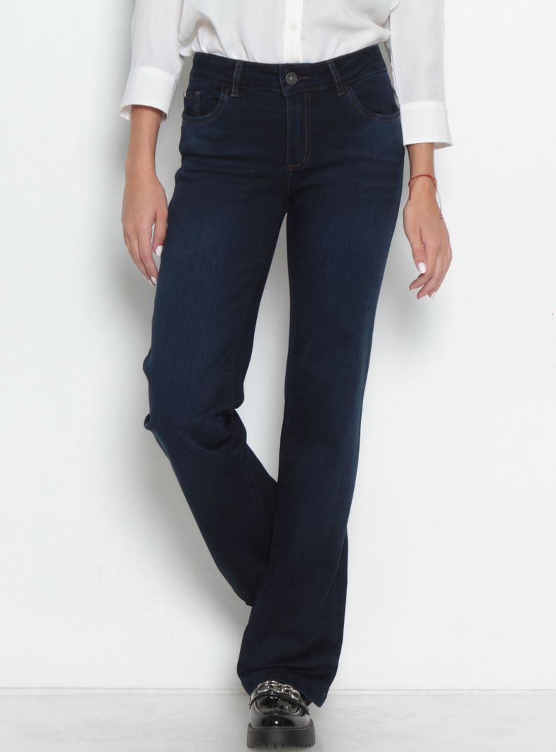 Jeans Recto Tiro Medio Paula Pretina Básica
