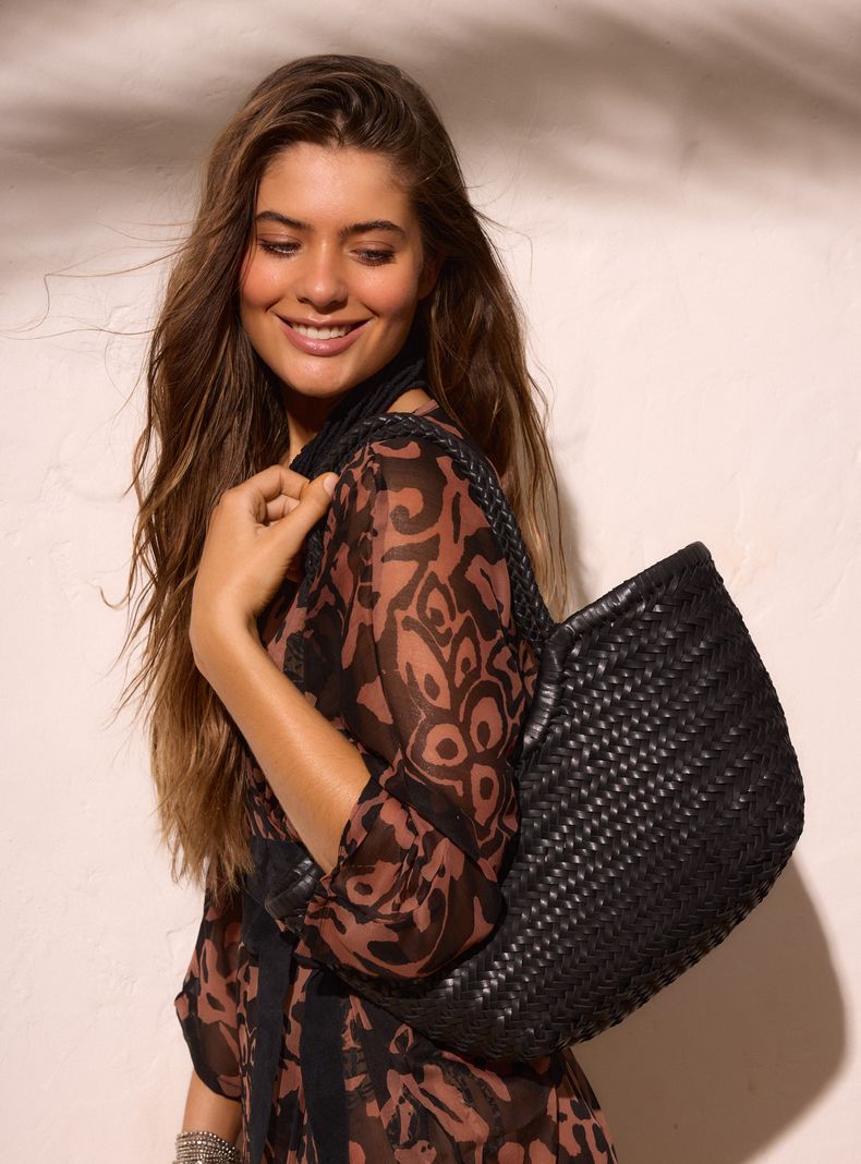 Cartera de Hombro Entramada Cuero