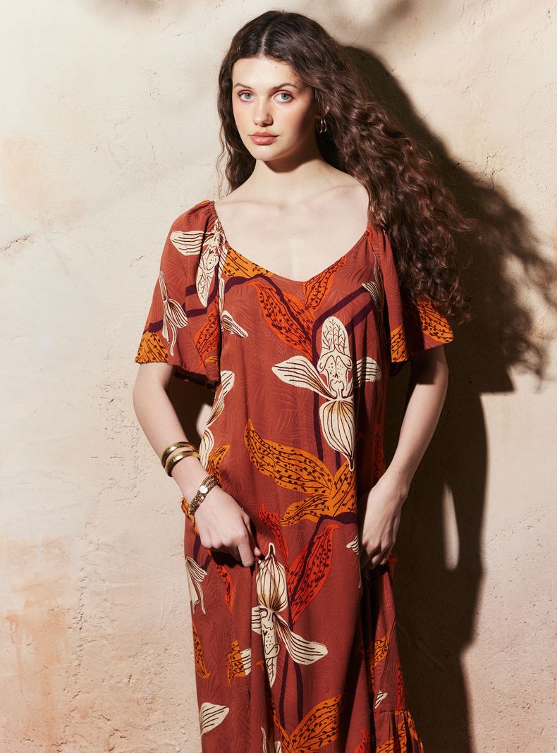 Vestido Estampado Escote Corazón