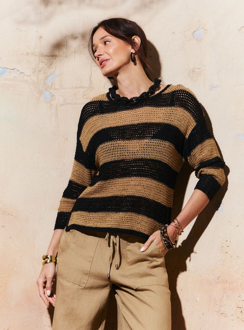 Polera Tipo Sweater Tejido en Cinta