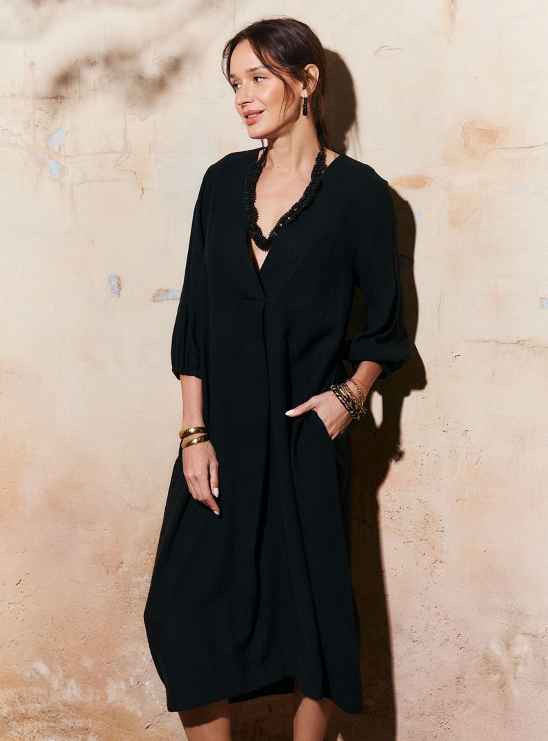Vestido Color con Lino