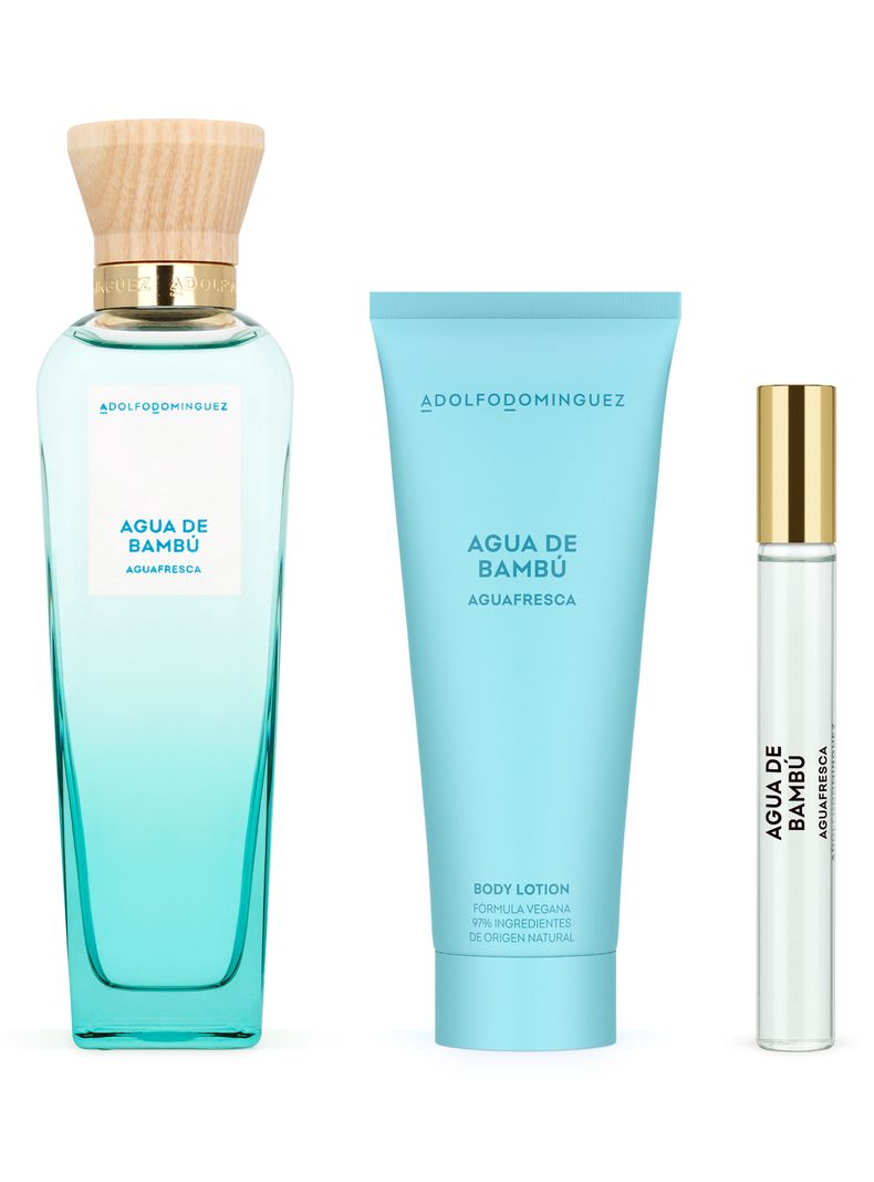 Set Perfume Aguafresca Bambú EDT Mujer 120 ml + Loción Corporal 75 ml + EDT 10 ml