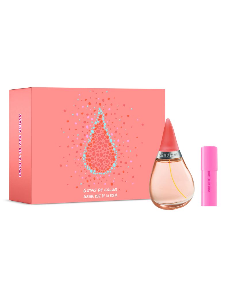 Set Perfume Gotas de Color EDT Mujer 100 ml + de Beso en Beso EDT 10 ml
