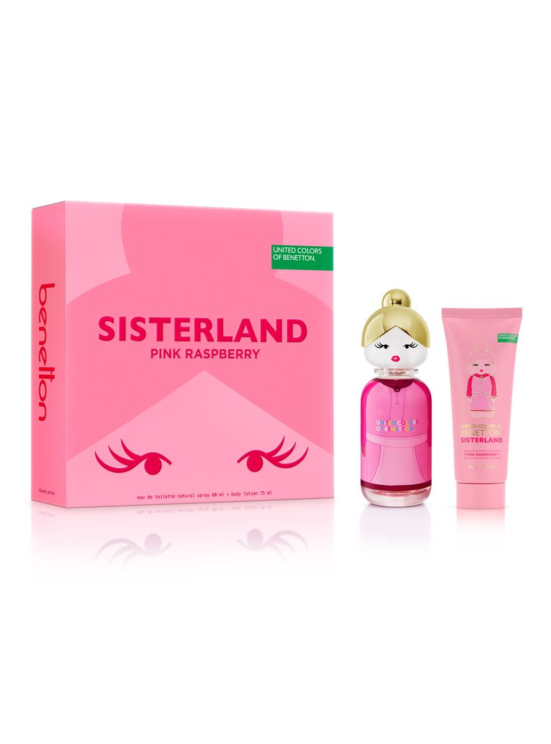 Set Perfume United Colors Sisterland Pink Raspberry EDT Mujer 80 ml + Loción Corporal 75 ml