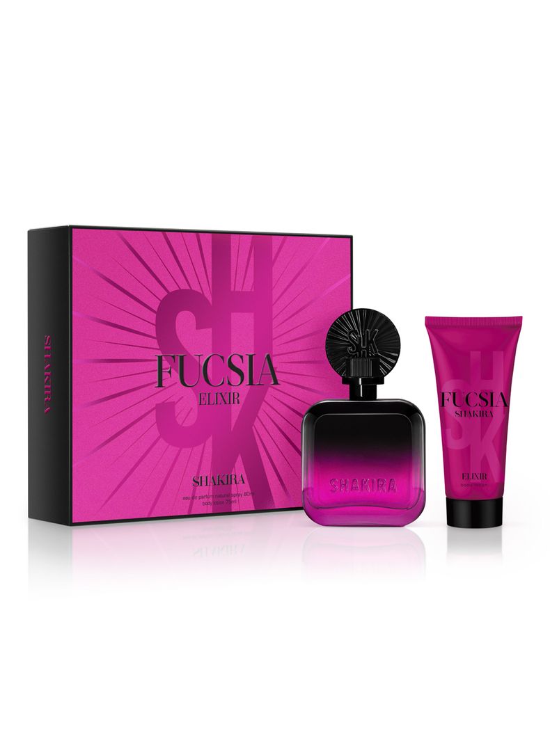 Set Perfume Shakira Fucsia Elixir EDP Mujer 80 ml + Loción Corporal 75 ml