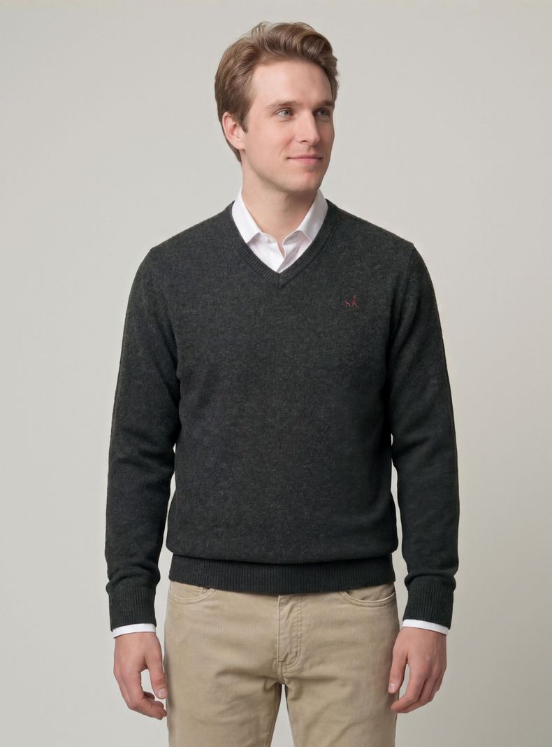 Sweater Cuello V Lana Italiana