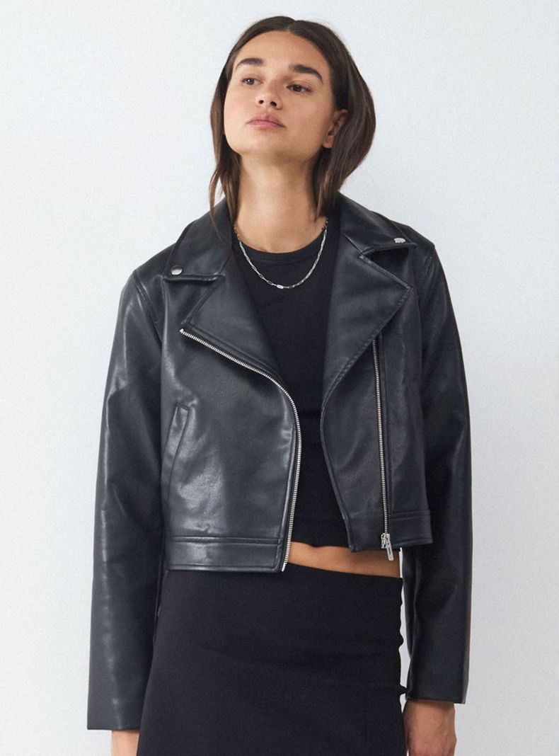 Chaqueta Biker de Cierre Metálico