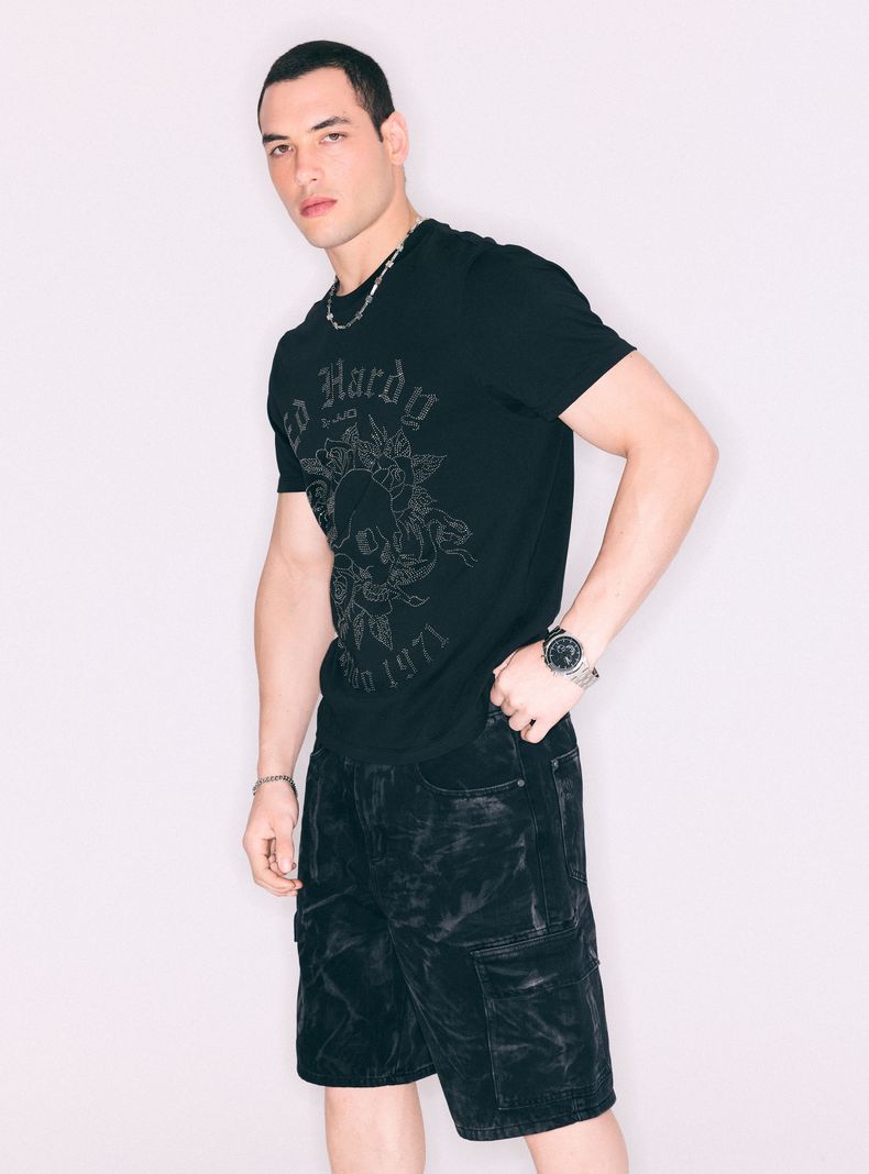 Polera Ed Hardy Estampado Brillos Manga Corta