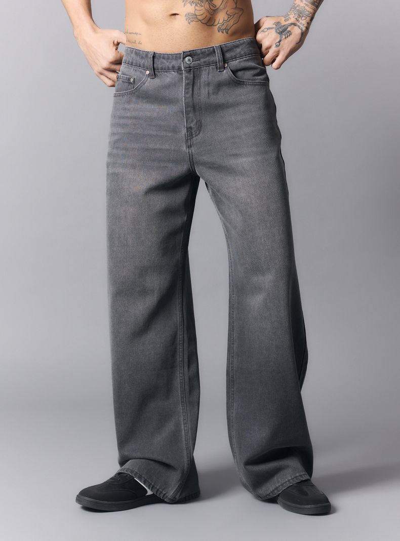 Jeans Wide Leg Tiro Medio