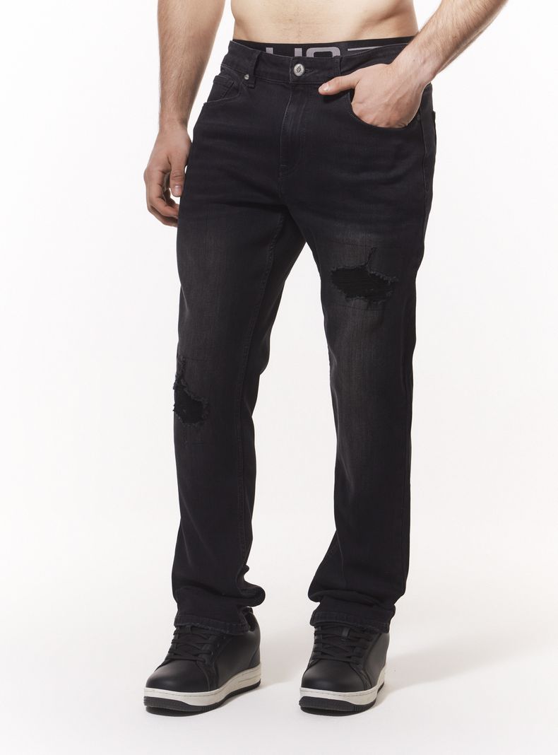 Jeans Slim Lavado Contrastado