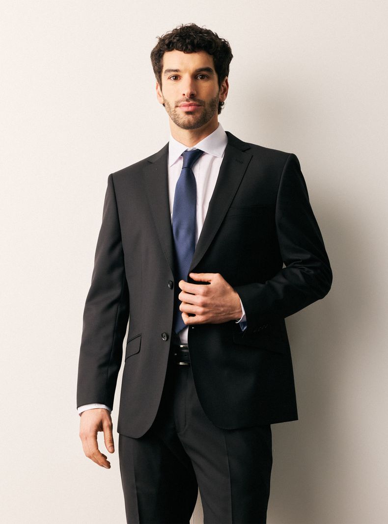 Traje Recto en Lana Lisa Slim Fit