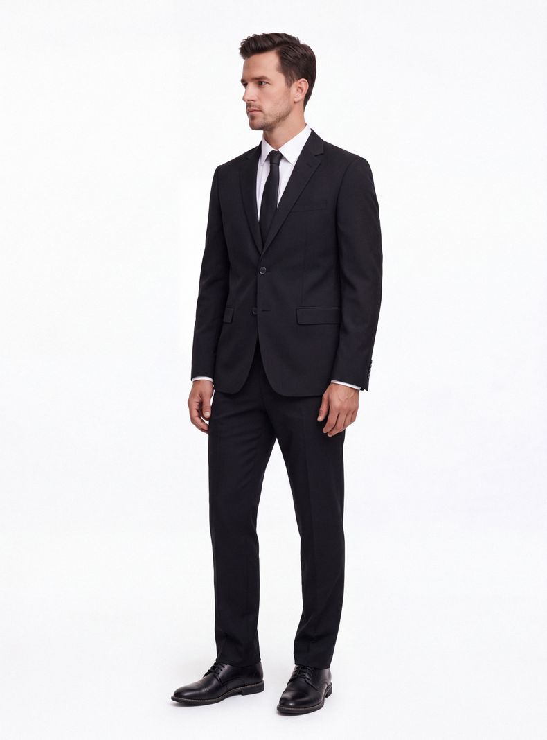 Traje Recto en Lana Lisa Slim Fit