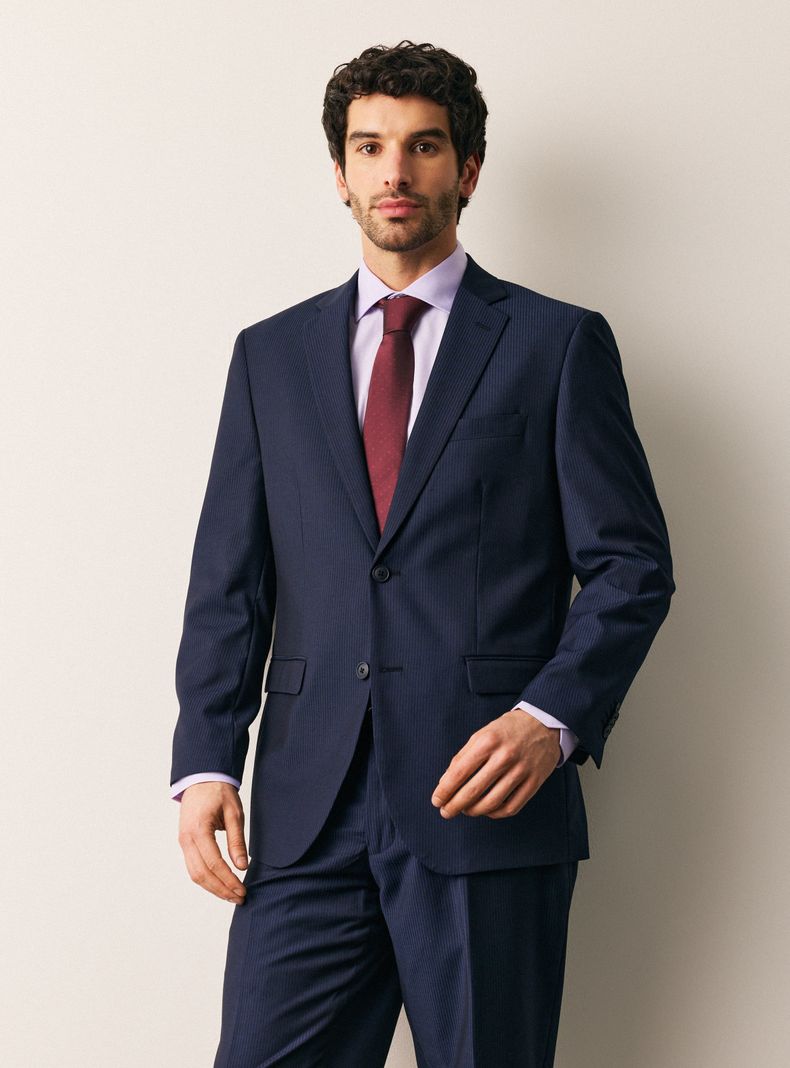 Traje Recto Regular Fit Fantasía Acanalada