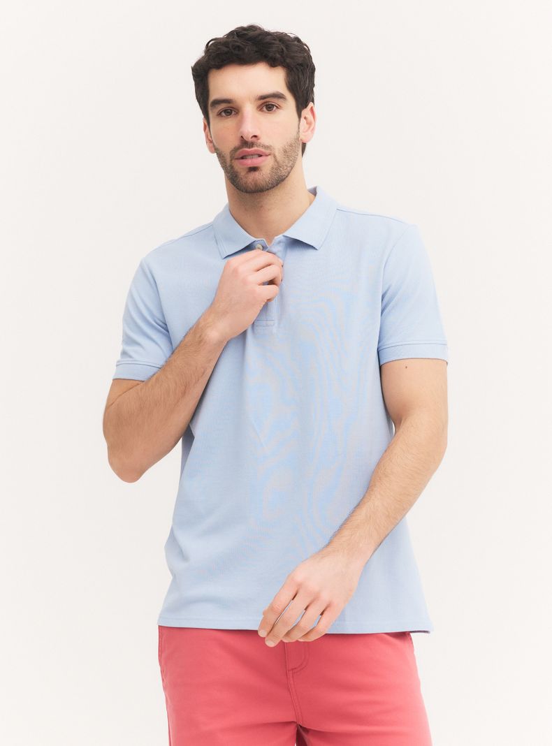 Polera Manga Corta Polo Detalle Cuello