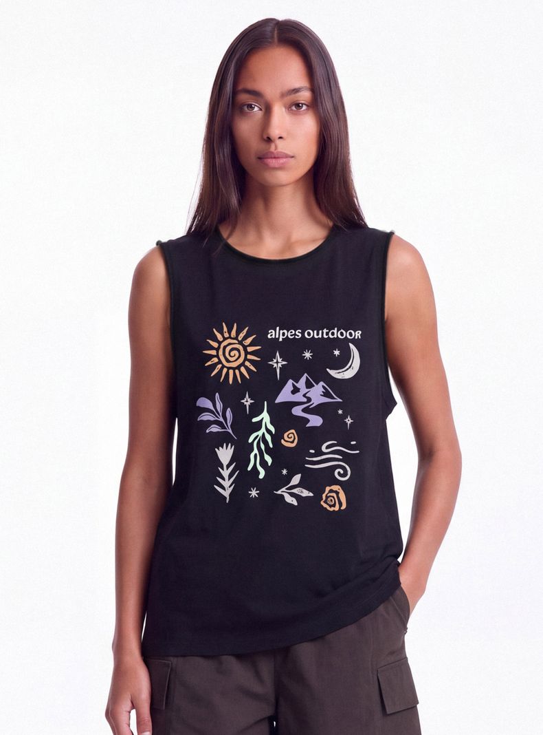 Polera Sin Mangas Diseño Estampado