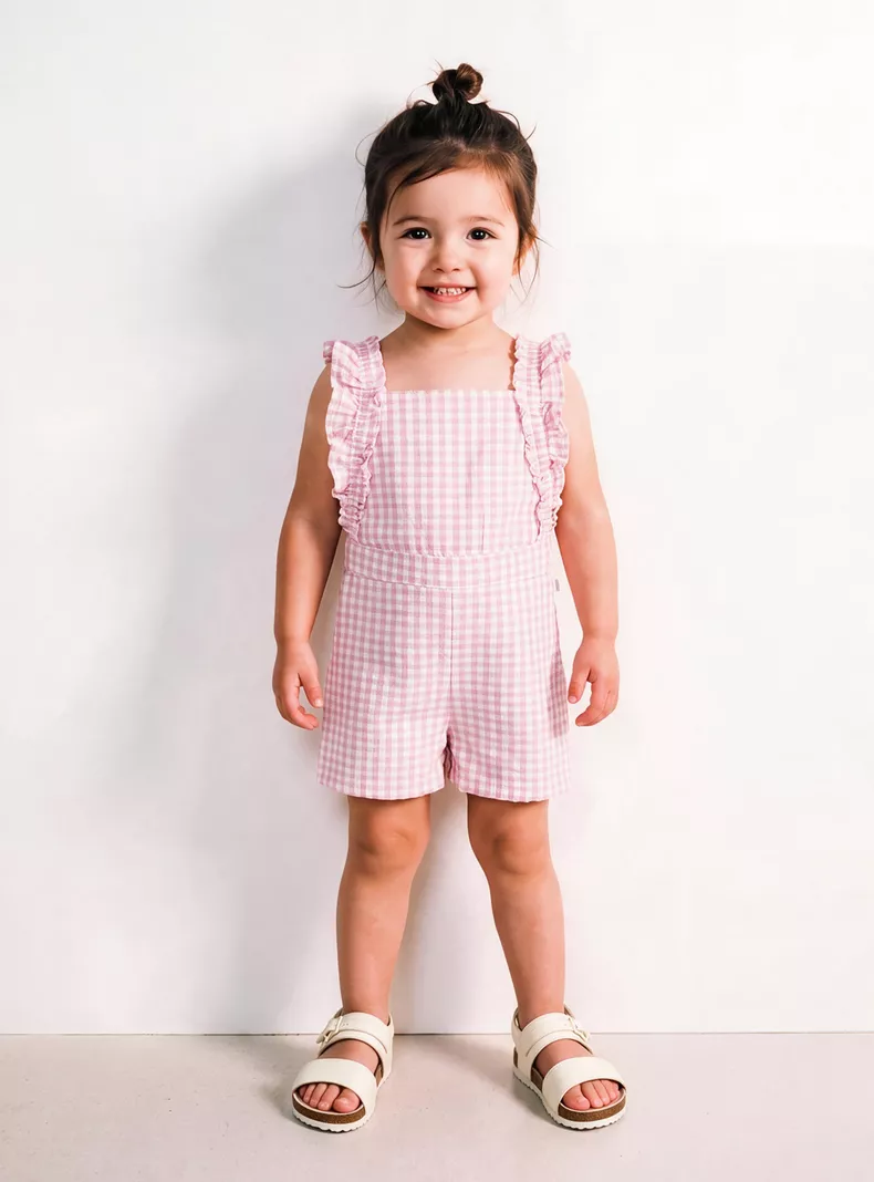 Vestido Cuadros Vichy con Tirantes Fruncidos