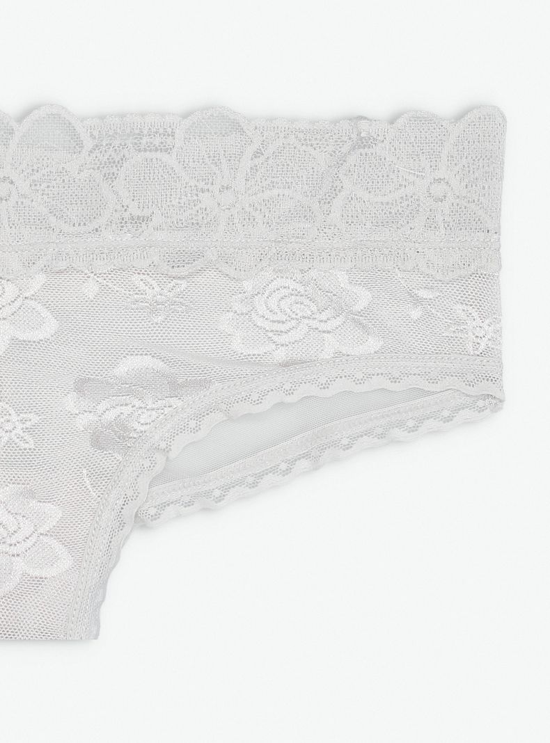 Calzón Bikini Tejido Encaje Diseño Flores-2