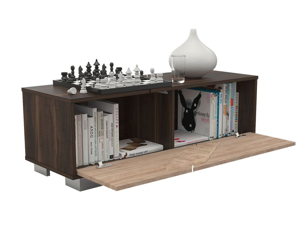 Rack TV + Mesa Centro Fraktal Habano Miel TuHome-3