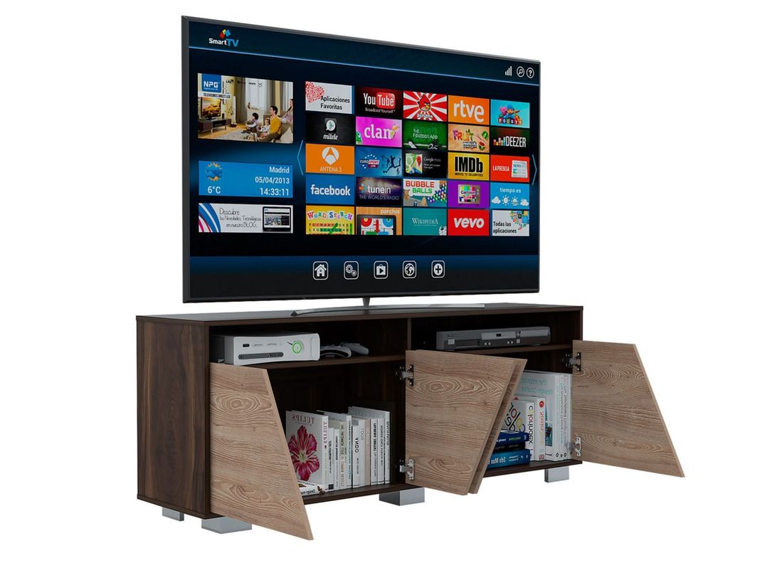 Rack TV + Mesa Centro Fraktal Habano Miel TuHome-2