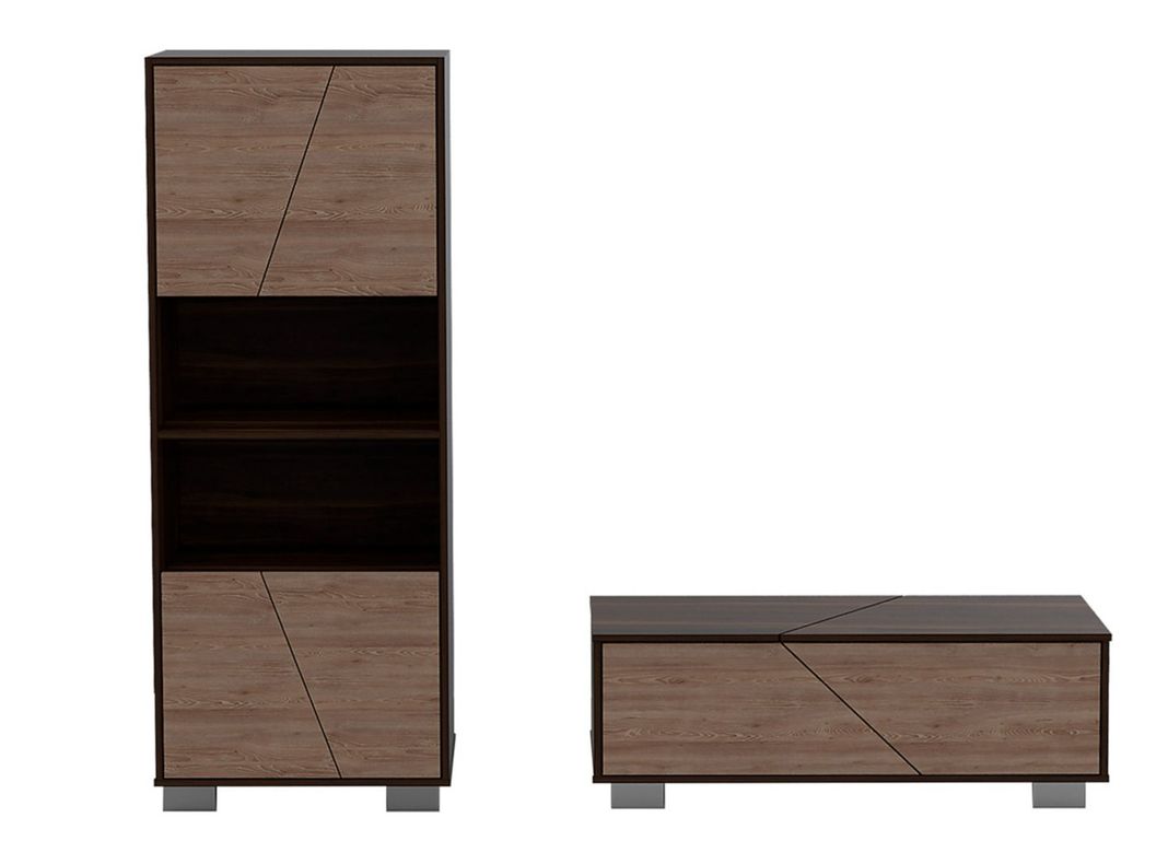 Combo Muebles Fraktal Habano Miel Biblioteca + Mesa Centro-0